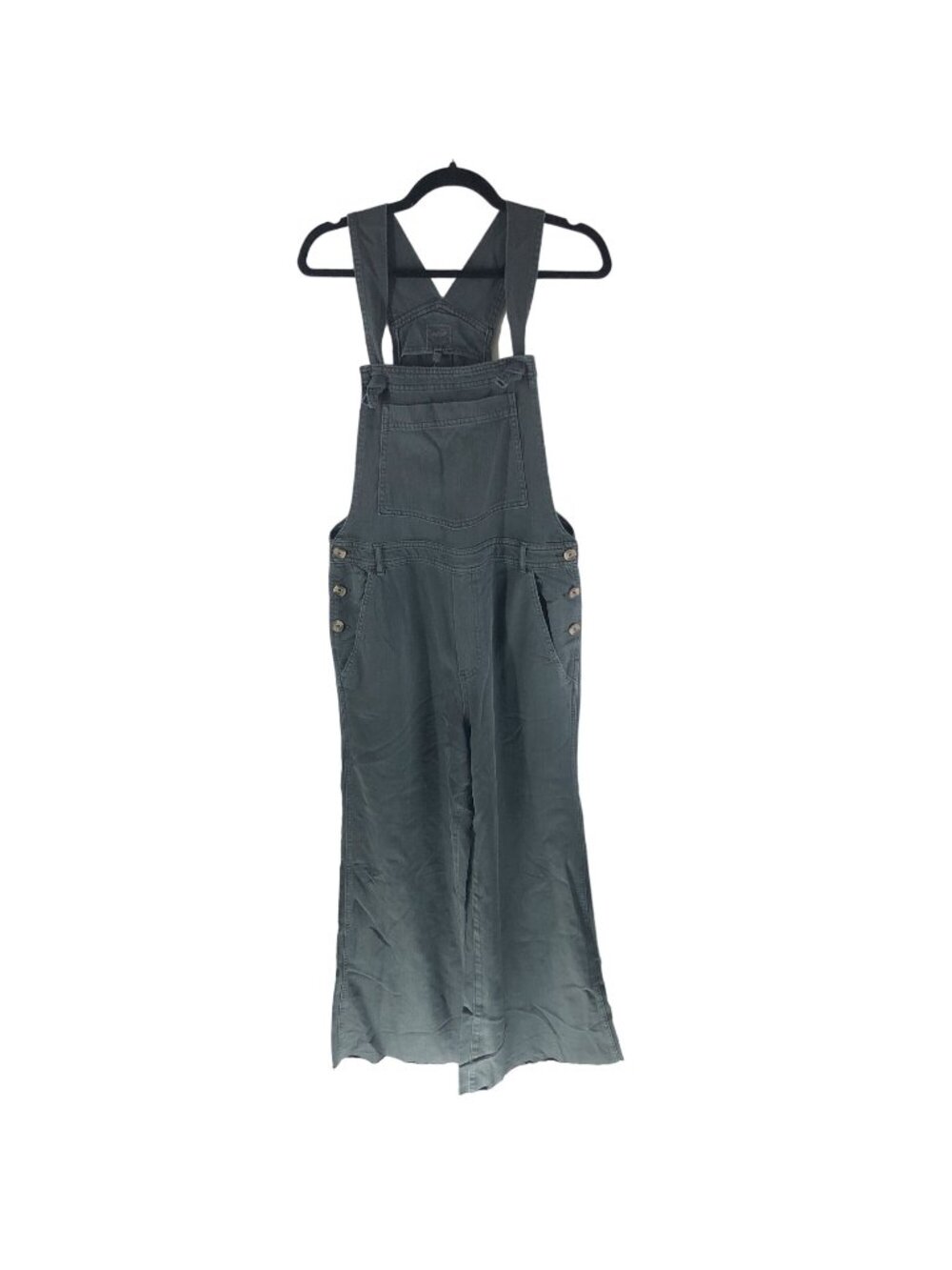 Aerie Womens Soft Denim Wide Leg Overalls Gray Size L